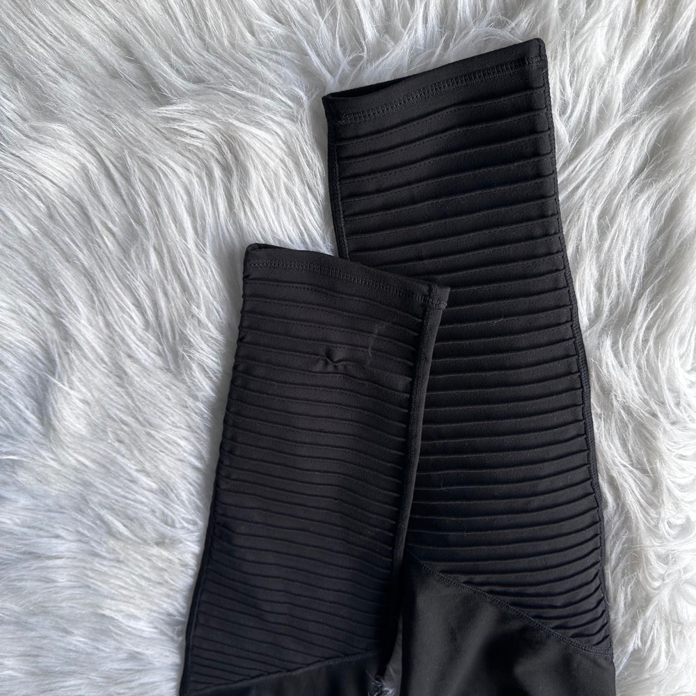 Threads 4 Thought Maternity Leggings Black Moto Ribbed Panel Activewear Large - Picture 5 of 6